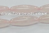 CRQ58 15.5 inches rice 10*30mm natural rose quartz beads wholesale