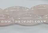 CRQ59 15.5 inches 12*30mm rice natural rose quartz beads wholesale