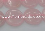 CRQ603 15.5 inches 18mm flat round rose quartz beads wholesale