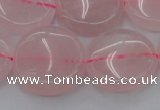 CRQ604 15.5 inches 20mm flat round rose quartz beads wholesale