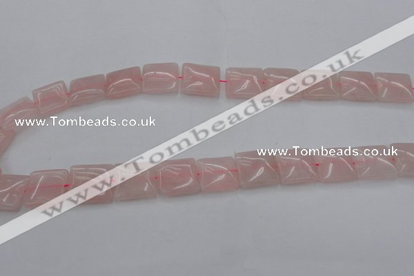 CRQ624 15.5 inches 16*16mm square rose quartz beads wholesale