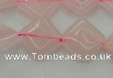 CRQ638 15.5 inches 14*14mm diamond rose quartz beads wholesale