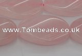 CRQ645 15.5 inches 18*25mm twisted oval rose quartz beads