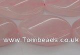 CRQ646 15.5 inches 20*30mm twisted oval rose quartz beads