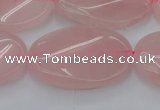 CRQ647 15.5 inches 25*35mm twisted oval rose quartz beads