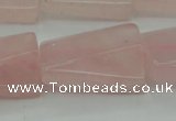 CRQ650 15.5 inches 18*25mm twisted rectangle rose quartz beads