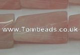 CRQ651 15.5 inches 20*30mm twisted rectangle rose quartz beads