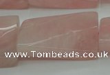 CRQ652 15.5 inches 25*35mm twisted rectangle rose quartz beads