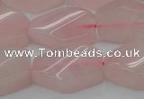 CRQ653 15.5 inches 15*20mm twisted hexagon rose quartz beads