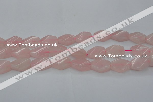 CRQ653 15.5 inches 15*20mm twisted hexagon rose quartz beads