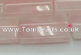 CRQ655 15.5 inches 22*30mm flat tube rose quartz beads