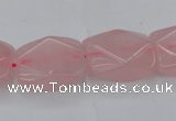 CRQ657 15.5 inches 15*20mm faceted rectangle rose quartz beads