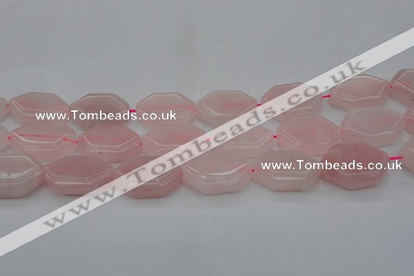 CRQ660 15.5 inches 22*30mm hexagon rose quartz beads