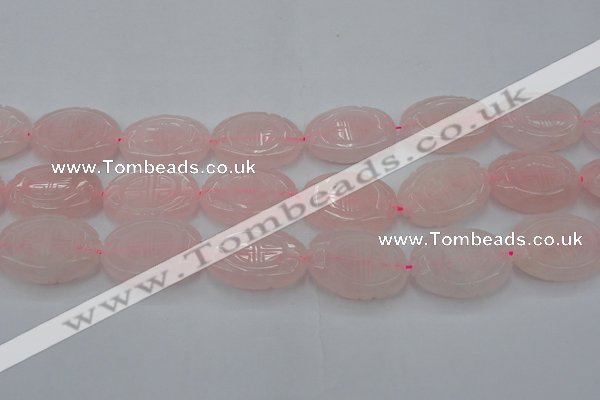 CRQ666 15.5 inches 22*30mm carved oval rose quartz beads