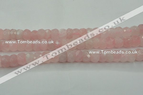 CRQ686 15.5 inches 8*14mm faceted rondelle rose quartz beads