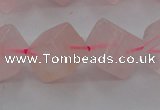 CRQ694 15.5 inches 10*10mm cube rose quartz beads wholesale