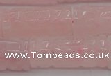 CRQ706 15.5 inches 14*31mm carved column rose quartz beads