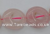 CRQ710 15.5 inches 25mm flat round rose quartz beads