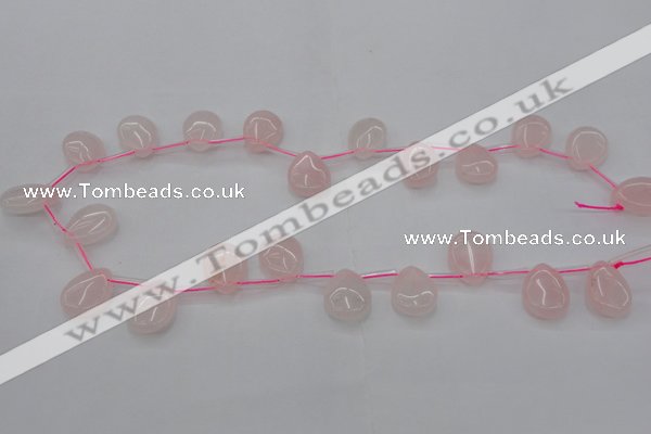 CRQ718 Top drilled 13*18mm flat teardrop rose quartz beads