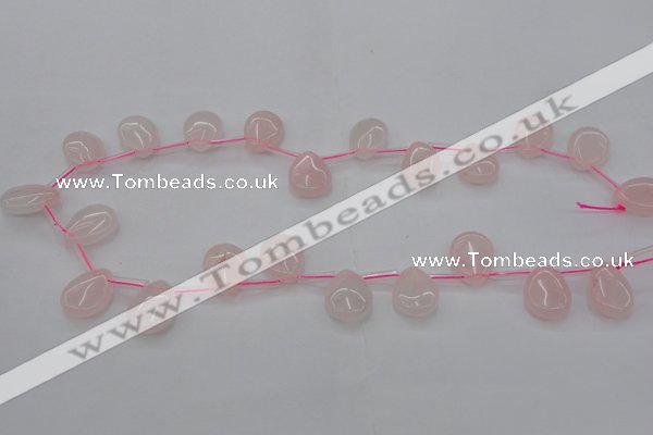 CRQ719 Top drilled 15*20mm flat teardrop rose quartz beads