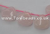 CRQ721 Top drilled 15*15mm flat teardrop rose quartz beads