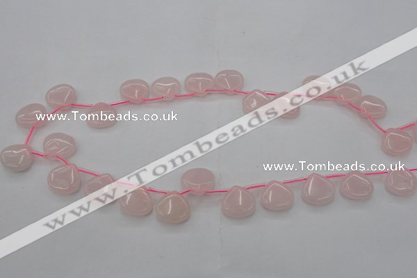 CRQ721 Top drilled 15*15mm flat teardrop rose quartz beads