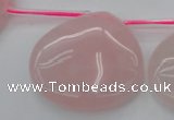 CRQ725 Top drilled 35*35mm flat teardrop rose quartz beads