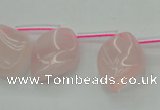 CRQ732 Top drilled 15*20mm twisted marquise rose quartz beads