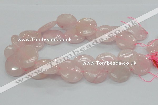 CRQ74 15.5 inches 30mm flat round natural rose quartz beads