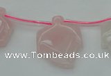 CRQ740 Top drilled 22*30mm carved leaf rose quartz beads