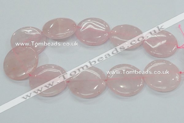 CRQ75 15.5 inches 40mm flat round natural rose quartz beads