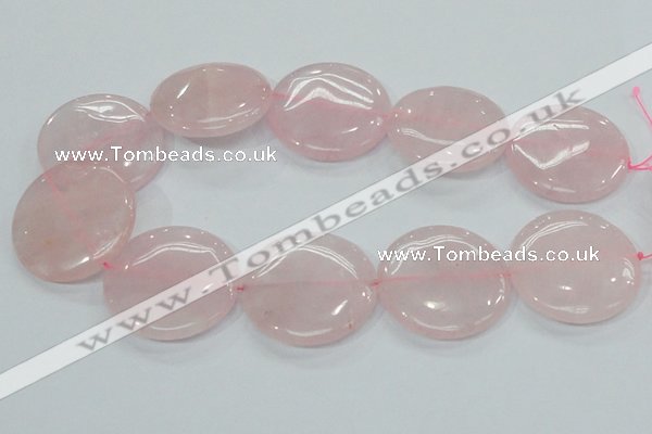 CRQ75 15.5 inches 40mm flat round natural rose quartz beads