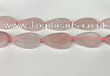 CRQ757 15.5 inches 25*40mm flat teardrop rose quartz beads