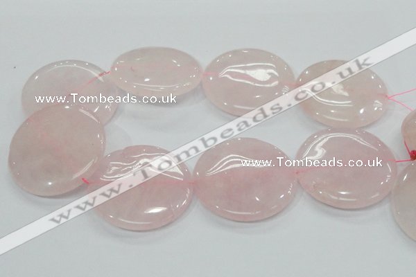 CRQ76 15.5 inches 50mm flat round natural rose quartz beads