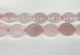 CRQ761 15.5 inches 30mm flat round rose quartz beads