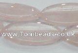 CRQ79 15.5 inches 20*40mm oval natural rose quartz beads wholesale