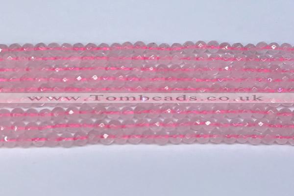 CRQ795 15.5 inches 4mm faceted round rose quartz gemstone beads