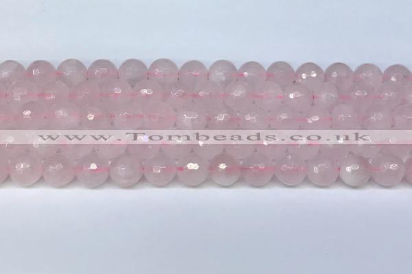 CRQ798 15.5 inches 10mm faceted round rose quartz gemstone beads