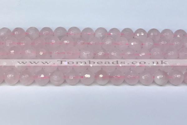 CRQ798 15.5 inches 10mm faceted round rose quartz gemstone beads