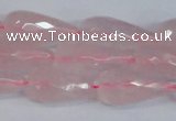 CRQ810 15.5 inches 12*25mm faceted teardrop rose quartz beads