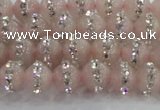 CRQ820 15.5 inches 6mm round rose quartz with rhinestone beads