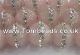 CRQ823 15.5 inches 12mm round rose quartz with rhinestone beads