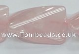 CRQ84 15.5 inches 30*40mm twisted rectangle natural rose quartz beads