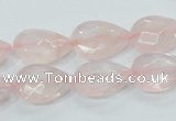 CRQ87 15.5 inches 12*18mm faceted teardrop natural rose quartz beads