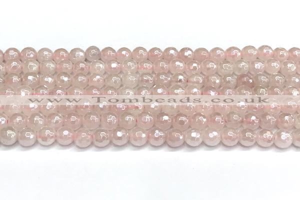 CRQ910 15 inches 6mm faceted round AB-color rose quartz beads