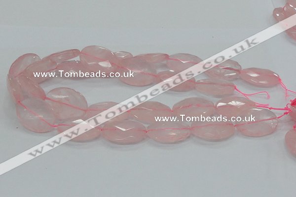 CRQ93 15.5 inches 22*30mm faceted oval natural rose quartz beads