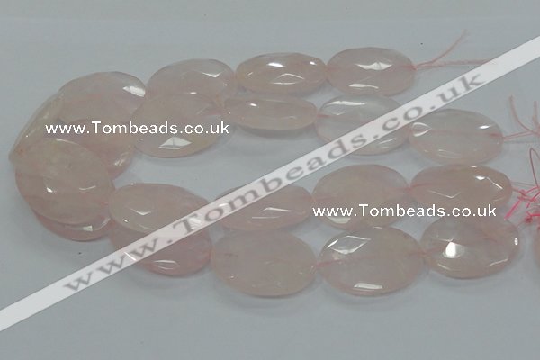 CRQ95 15.5 inches 30*40mm faceted oval natural rose quartz beads