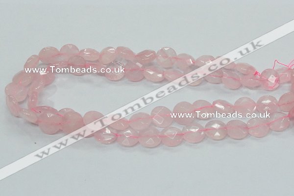 CRQ96 15.5 inches 12mm faceted flat round natural rose quartz beads