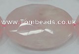 CRQ99 15.5 inches 50mm faceted flat round natural rose quartz beads