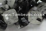 CRU08 15.5 inches 15*15mm faceted diamond black rutilated quartz beads